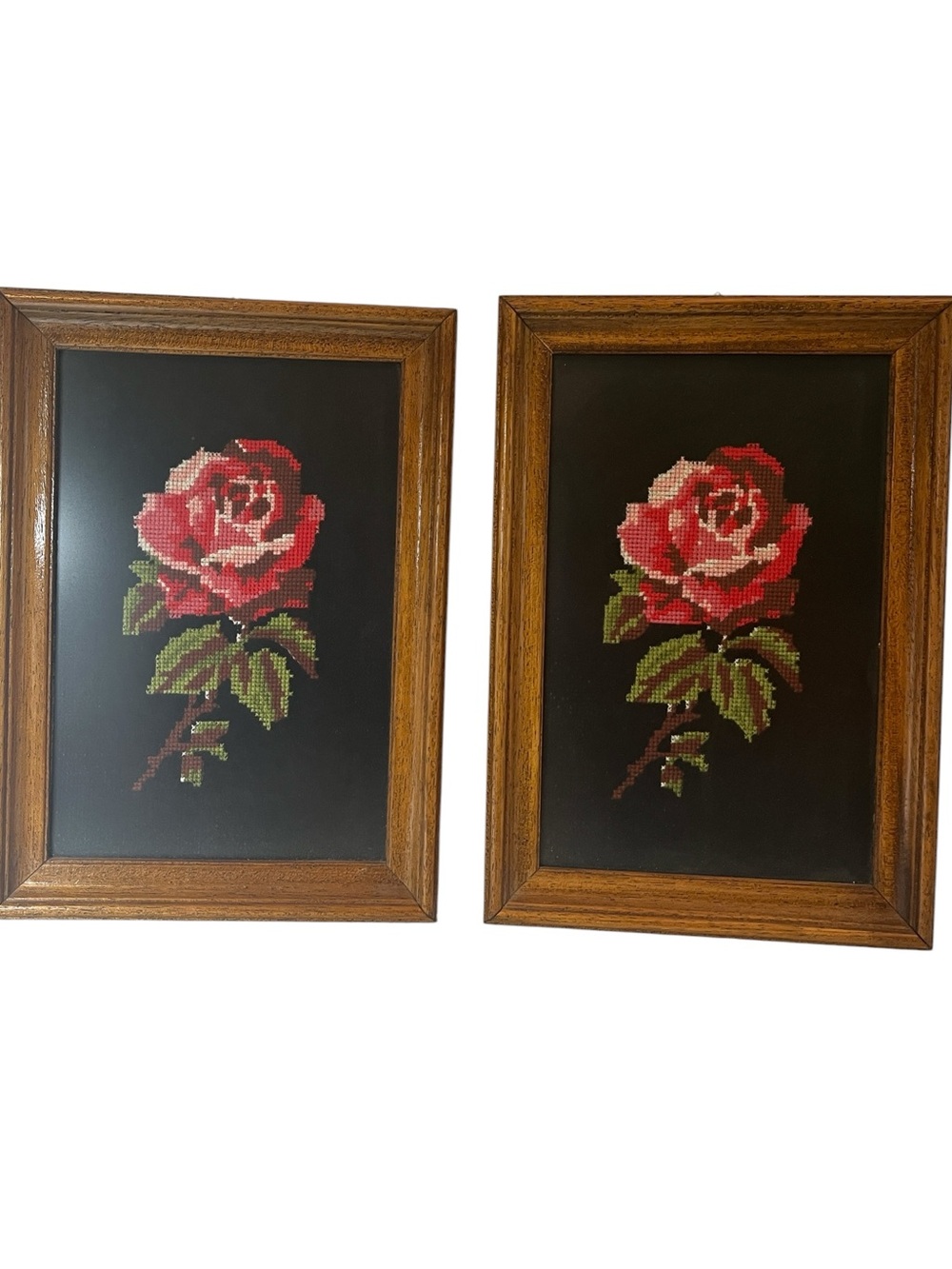 Vintage Needlepoint Cross stitch roses in wood frames
Framed in Greece
Victorian
